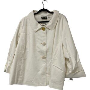 Bob Mackie Wearable Art Womens Jacket Size 3X White Gold Button 3/4 Sleeve NWT
